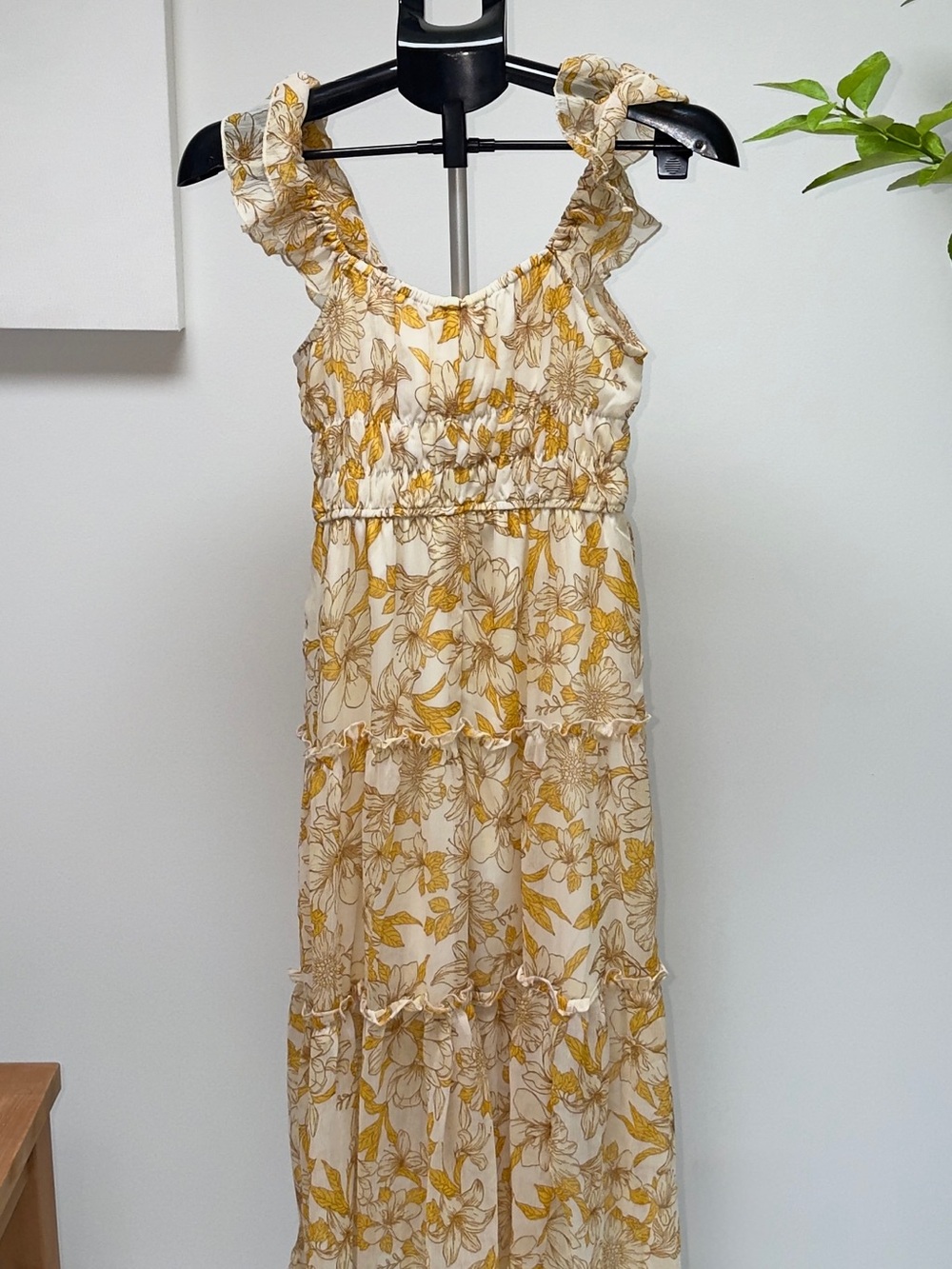 Indulge Women’s Yellow Floral Tiered Sundress Size S